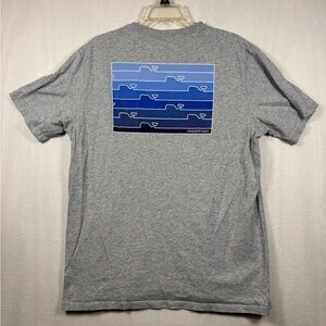 Vineyard Vines Men's Gray Graphic Whale-Stripe T-Shirt - Blue Print